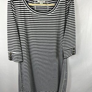 Simply Noelle Black and white 3/4" sleeve stripe kint dress size L/XL